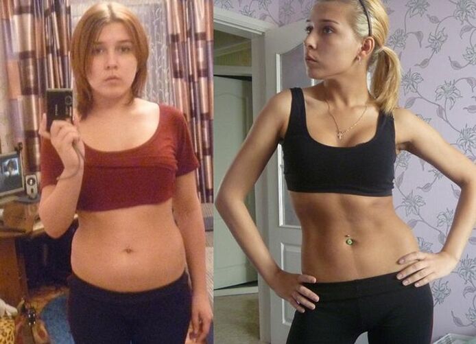 antes y después de seguir una dieta libre de carbohidratos