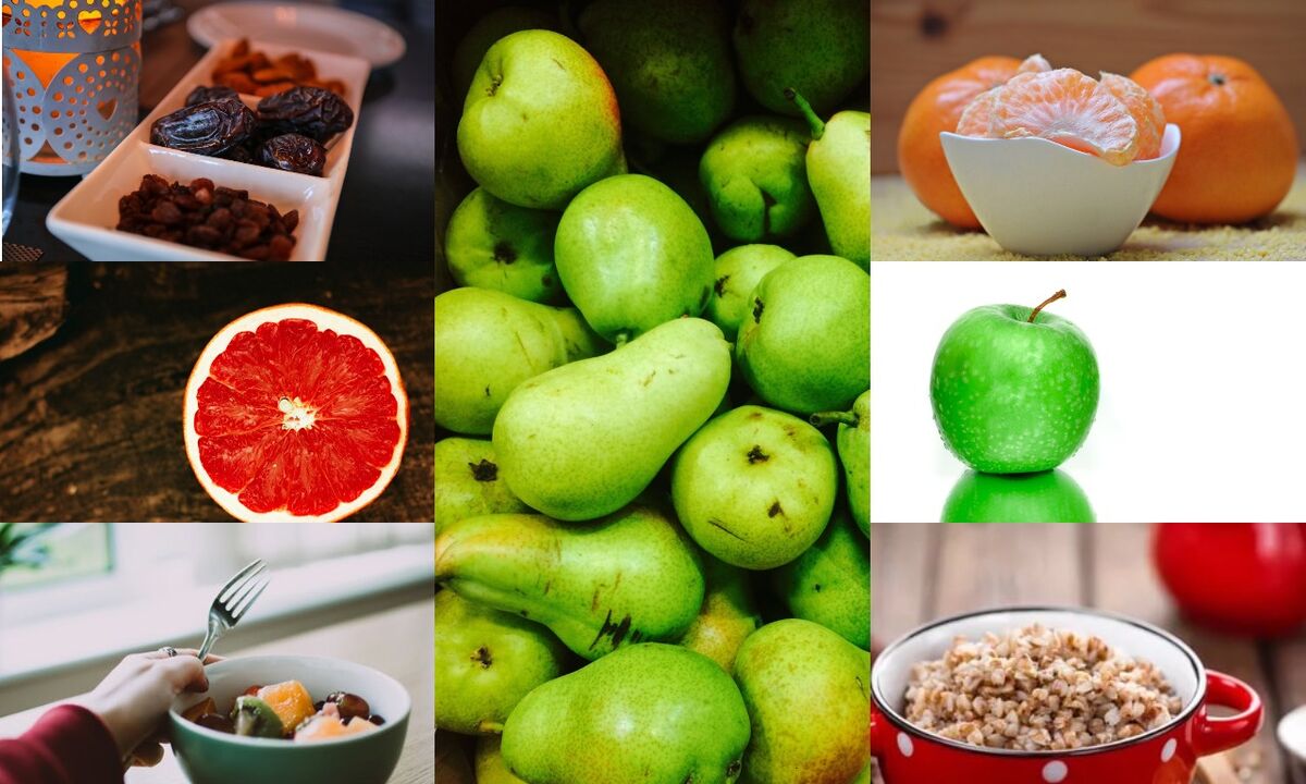 Componentes de una dieta de trigo sarraceno y frutas para bajar de peso